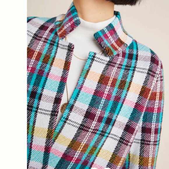 ANTHROPOLOGIE Rosetta Cropped Plaid Knit Jacket | Size Large - Picture 3 of 10